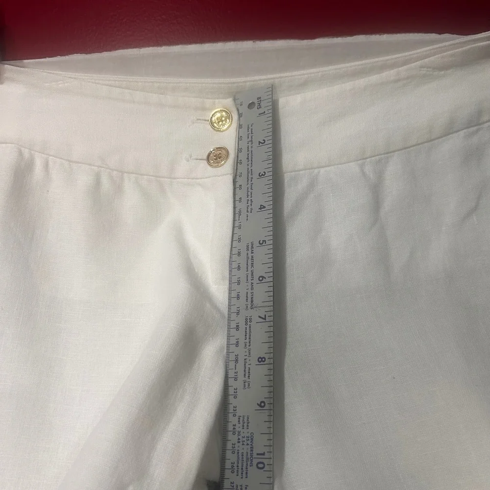 Michael Kors Linen Wide Leg Pants 4 White Coastal Old Money Quiet Luxury